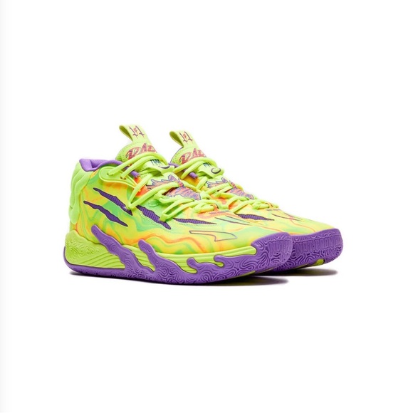 Puma MB.03 Spark LaMelo Ball Basketball Shoes Yellow and Purple Glimmer 10.5 - Picture 14 of 17